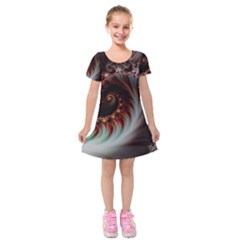 Digital-fractal-fractals-fantasy Kids  Short Sleeve Velvet Dress