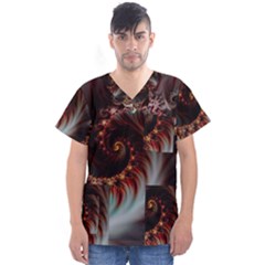 Digital-fractal-fractals-fantasy Men s V-neck Scrub Top