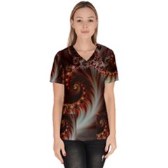 Digital-fractal-fractals-fantasy Women s V-neck Scrub Top