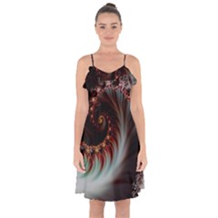 Digital-fractal-fractals-fantasy Ruffle Detail Chiffon Dress