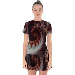 Digital-fractal-fractals-fantasy Drop Hem Mini Chiffon Dress