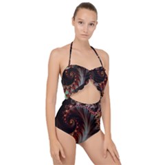 Digital-fractal-fractals-fantasy Scallop Top Cut Out Swimsuit