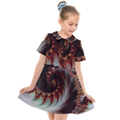 Digital-fractal-fractals-fantasy Kids  Short Sleeve Shirt Dress by Jancukart