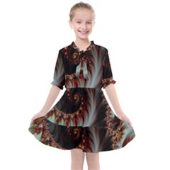 Digital-fractal-fractals-fantasy Kids  All Frills Chiffon Dress by Jancukart