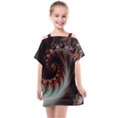 Digital-fractal-fractals-fantasy Kids  One Piece Chiffon Dress