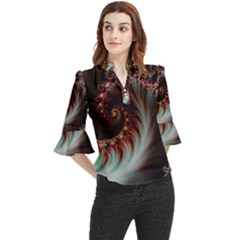 Digital-fractal-fractals-fantasy Loose Horn Sleeve Chiffon Blouse