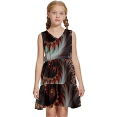 Digital-fractal-fractals-fantasy Kids  Sleeveless Tiered Mini Dress