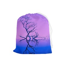 Nature-inspiration-trees-blue Drawstring Pouch (large)