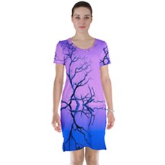 Nature-inspiration-trees-blue Short Sleeve Nightdress