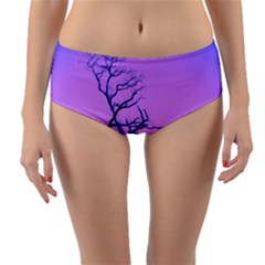 Nature-inspiration-trees-blue Reversible Mid-waist Bikini Bottoms