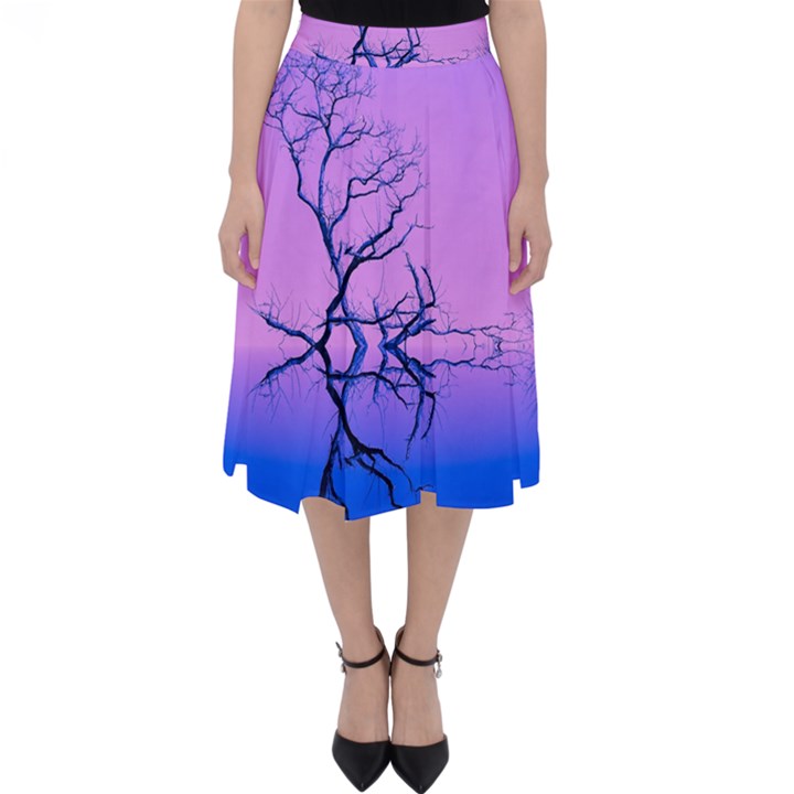 Nature-inspiration-trees-blue Classic Midi Skirt