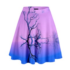 Nature-inspiration-trees-blue High Waist Skirt