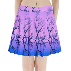 Nature-inspiration-trees-blue Pleated Mini Skirt