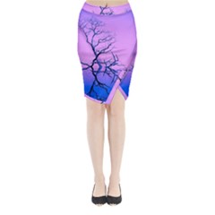 Nature-inspiration-trees-blue Midi Wrap Pencil Skirt by Jancukart