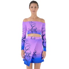 Nature-inspiration-trees-blue Off Shoulder Top With Skirt Set by Jancukart