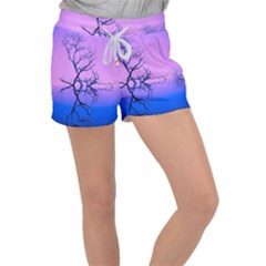 Nature-inspiration-trees-blue Velour Lounge Shorts