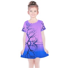 Nature-inspiration-trees-blue Kids  Simple Cotton Dress by Jancukart