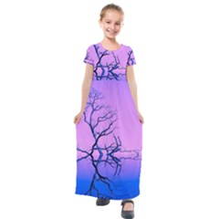 Nature-inspiration-trees-blue Kids  Short Sleeve Maxi Dress by Jancukart