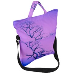 Nature-inspiration-trees-blue Fold Over Handle Tote Bag