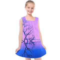 Nature-inspiration-trees-blue Kids  Cross Back Dress by Jancukart