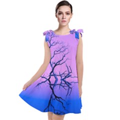 Nature-inspiration-trees-blue Tie Up Tunic Dress