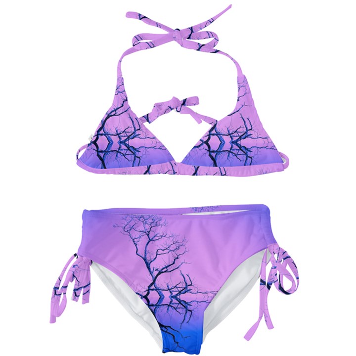 Nature-inspiration-trees-blue Kids  Classic Bikini Set