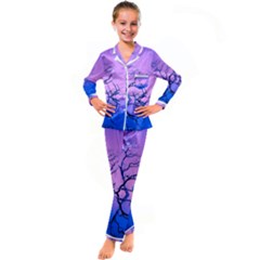 Nature-inspiration-trees-blue Kid s Satin Long Sleeve Pajamas Set