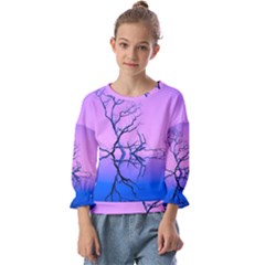 Nature-inspiration-trees-blue Kids  Cuff Sleeve Top