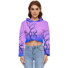 Nature-inspiration-trees-blue Women s Lightweight Cropped Hoodie by Jancukart