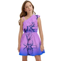 Nature-inspiration-trees-blue Kids  One Shoulder Party Dress by Jancukart