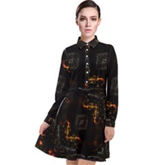 Abstract-animated-ornament-background-fractal-art- Long Sleeve Chiffon Shirt Dress