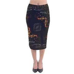 Abstract-animated-ornament-background-fractal-art- Velvet Midi Pencil Skirt