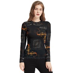 Abstract-animated-ornament-background-fractal-art- Women s Long Sleeve Rash Guard