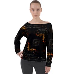 Abstract-animated-ornament-background-fractal-art- Off Shoulder Long Sleeve Velour Top