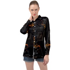 Abstract-animated-ornament-background-fractal-art- Long Sleeve Satin Shirt