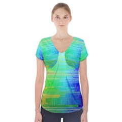 Colors-rainbow-chakras-style Short Sleeve Front Detail Top