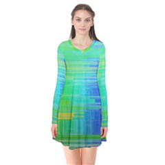 Colors-rainbow-chakras-style Long Sleeve V-neck Flare Dress