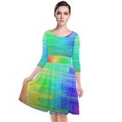 Colors-rainbow-chakras-style Quarter Sleeve Waist Band Dress