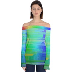 Colors-rainbow-chakras-style Off Shoulder Long Sleeve Top