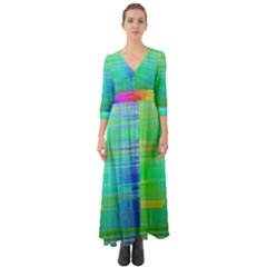 Colors-rainbow-chakras-style Button Up Boho Maxi Dress