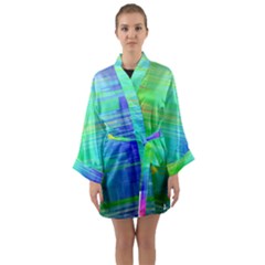 Colors-rainbow-chakras-style Long Sleeve Satin Kimono