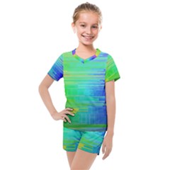 Colors-rainbow-chakras-style Kids  Mesh Tee And Shorts Set