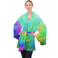 Colors-rainbow-chakras-style Long Sleeve Velvet Kimono 