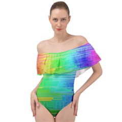 Colors-rainbow-chakras-style Off Shoulder Velour Bodysuit  by Jancukart