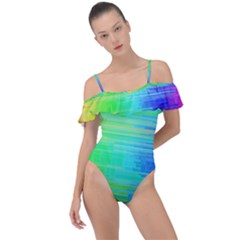 Colors-rainbow-chakras-style Frill Detail One Piece Swimsuit by Jancukart