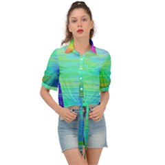 Colors-rainbow-chakras-style Tie Front Shirt  by Jancukart