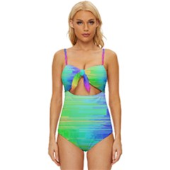 Colors-rainbow-chakras-style Knot Front One-piece Swimsuit by Jancukart