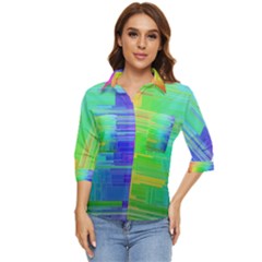 Colors-rainbow-chakras-style Women s Quarter Sleeve Pocket Shirt