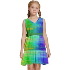 Colors-rainbow-chakras-style Kids  Sleeveless Tiered Mini Dress