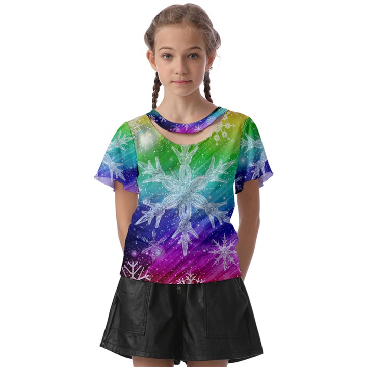 Christmas-snowflake-background Kids  Front Cut Tee